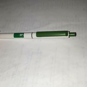 RARE VINTAGE NEW BP GREEN WHITE BRITISH BALLPOINT PEN